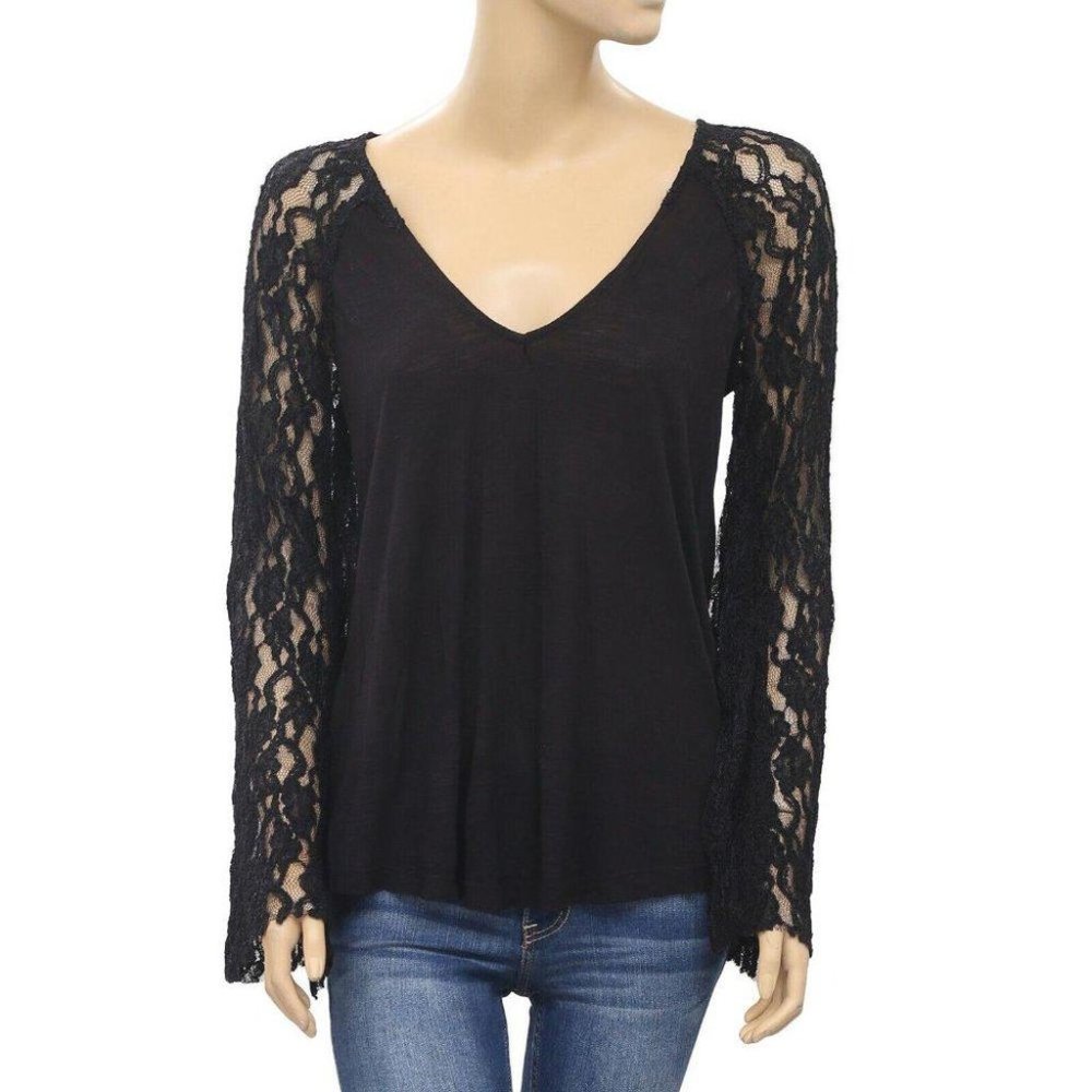 Ecote Urban Outfitters Mesh Embroidered Shirt Top Black Sheer Vintage XS